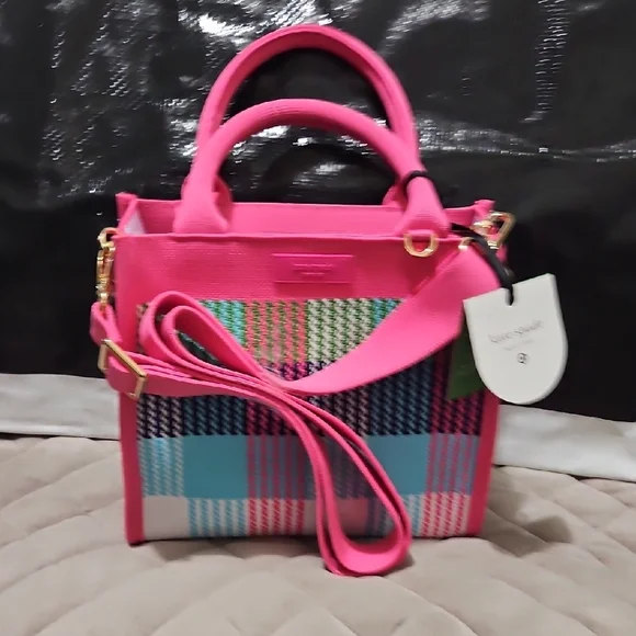 Kate Spade Pink Plaid Tote Bag X TARGET COLLAB - Picture 7 of 7